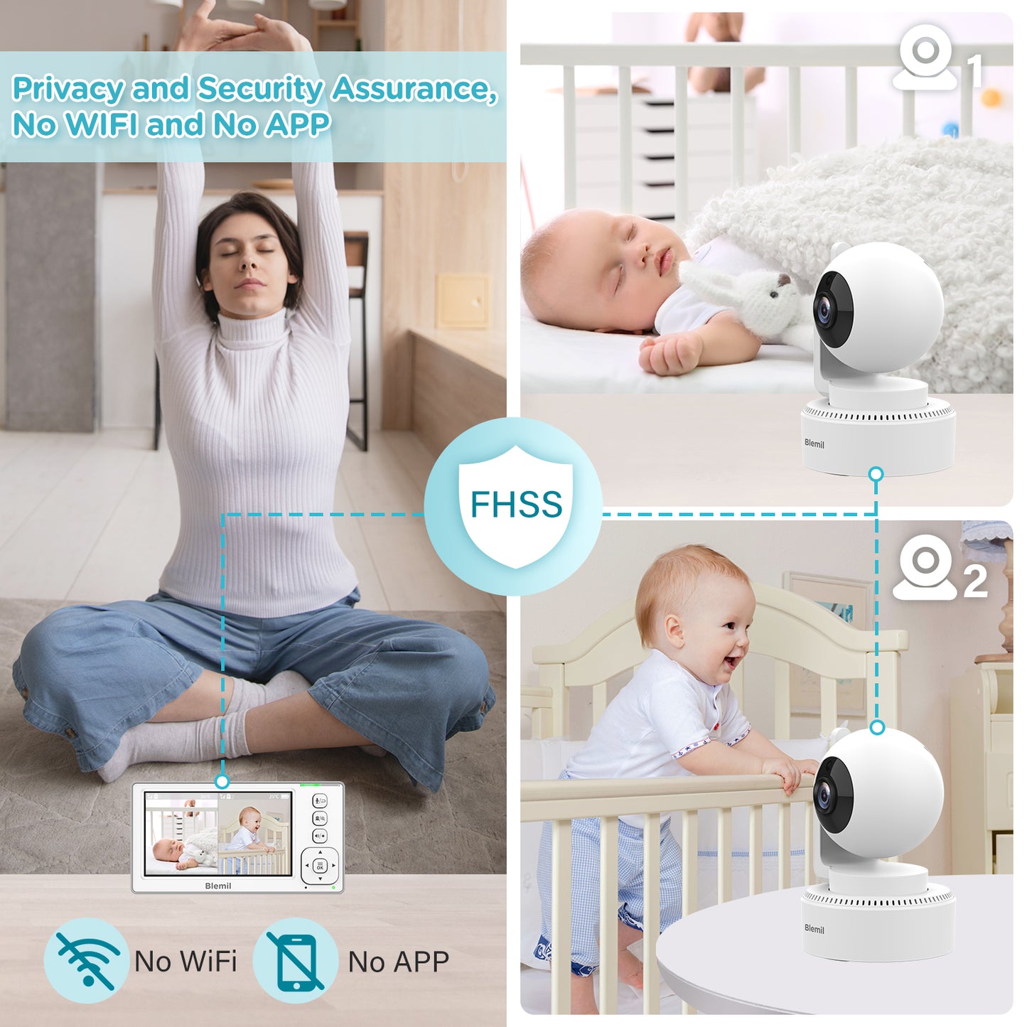 Blemil BL9046-2 Video Baby Monitor with two cameras