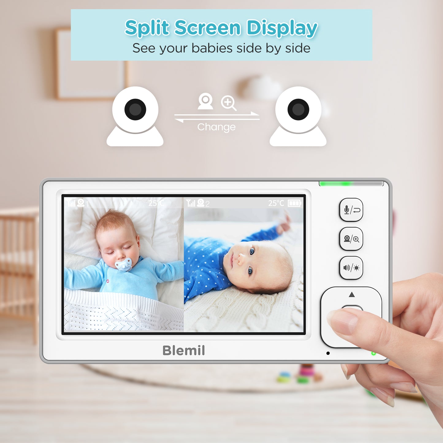 Blemil BL9046-2 Video Baby Monitor with two cameras