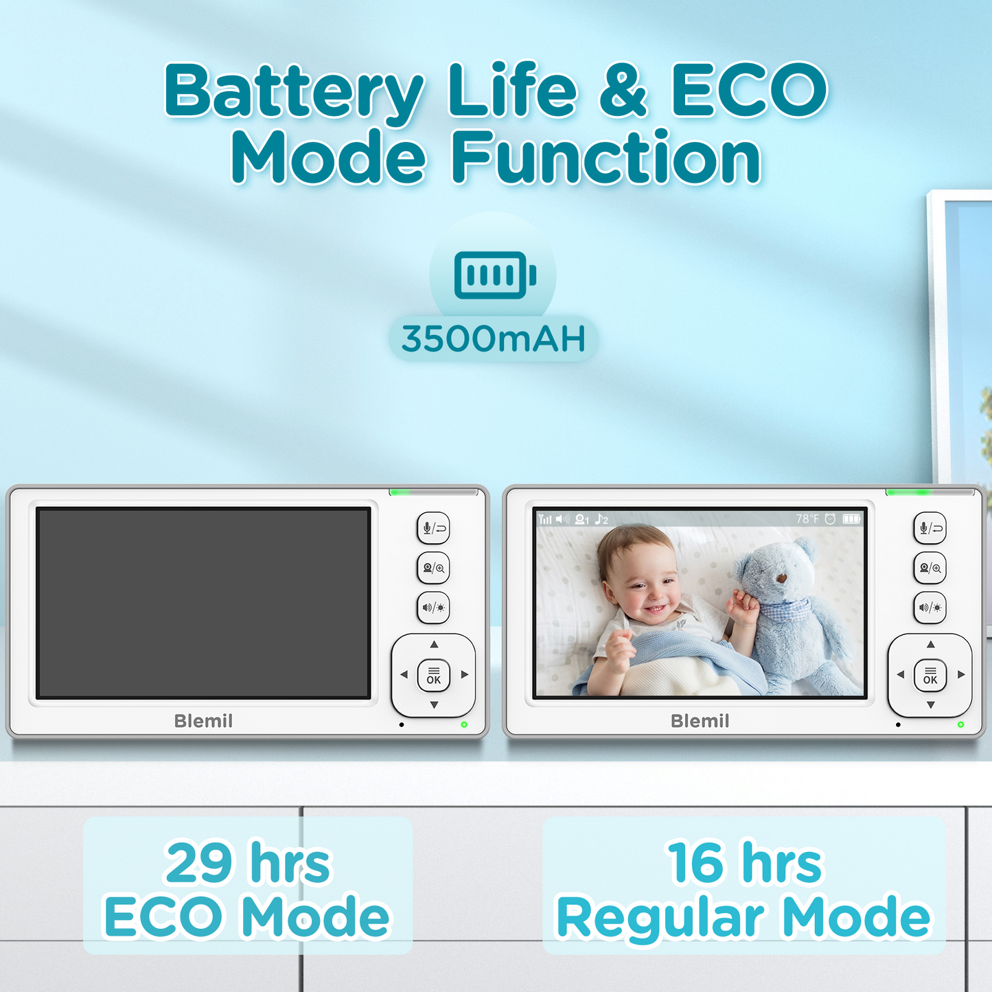 Blemil BL9046 4.3 Inch Video Baby Monitor