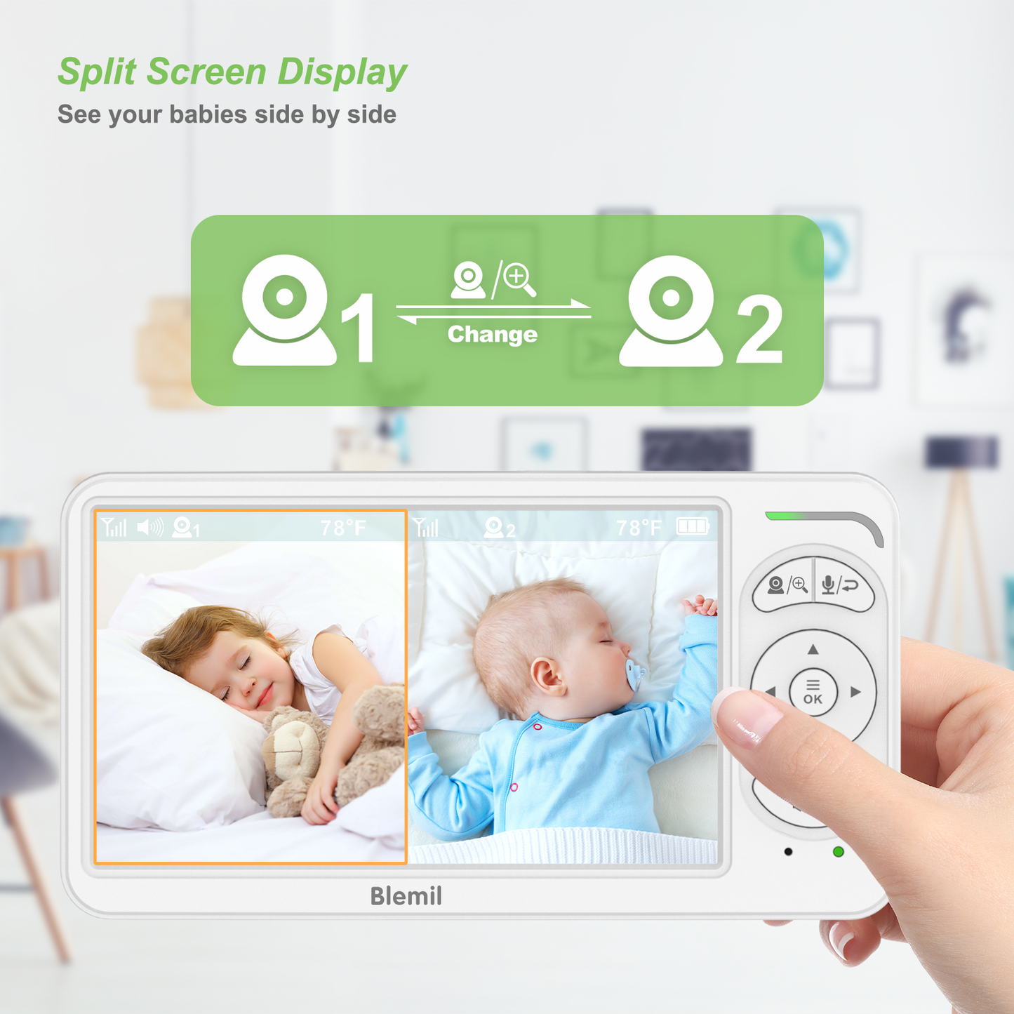 Blemil BL9064-2 Video Baby Monitor with two cameras