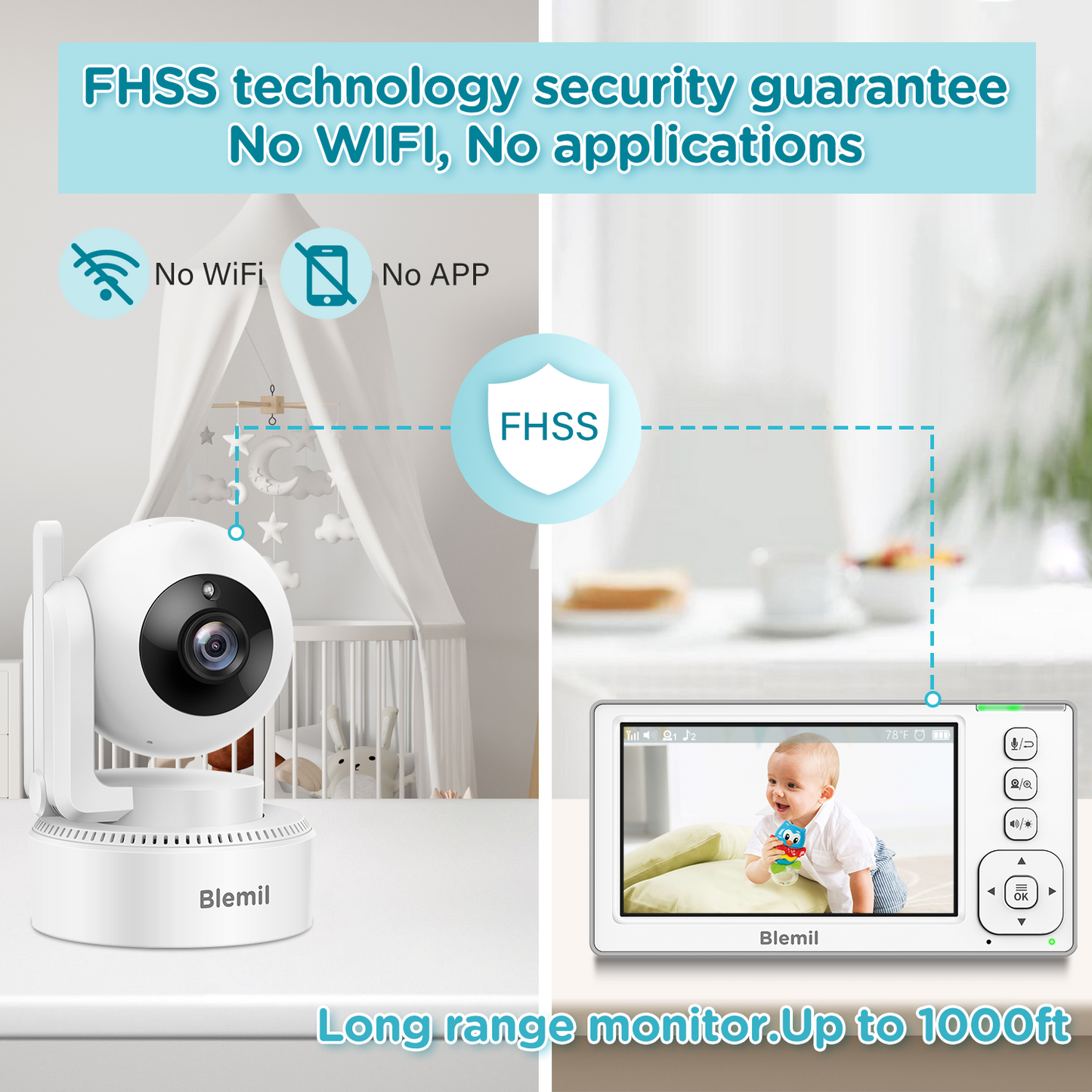 Blemil BL9046 4.3 Inch Video Baby Monitor