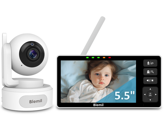 Blemil BL9082 Baby Monitor, 5.5" HD Split-Screen with 4000mAh Battery