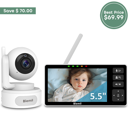 Blemil BL9082 Baby Monitor, 5.5" HD Split-Screen with 4000mAh Battery