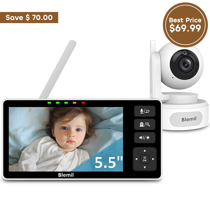 Blemil BL9082 Baby Monitor, 5.5" HD Split-Screen with 4000mAh Battery